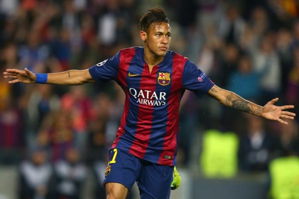 Neymar of FC Barcelona celebrates after scoring his side's opening goal during the UEFA Champions League quarter final second leg match, between FC Barcelona and Paris Saint Germain on April 21, 2015 at Camp Nou stadium in Barcelona, Spain. Photo: Manuel Blondeau/AOP.Press/Corbis